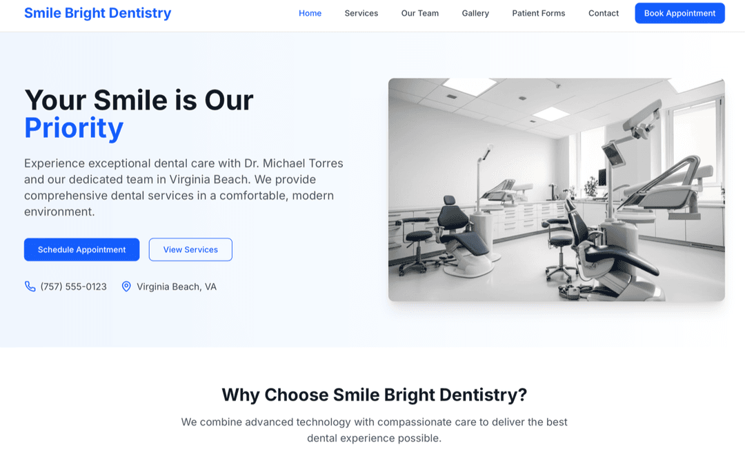 Smile Bright Dentistry Website